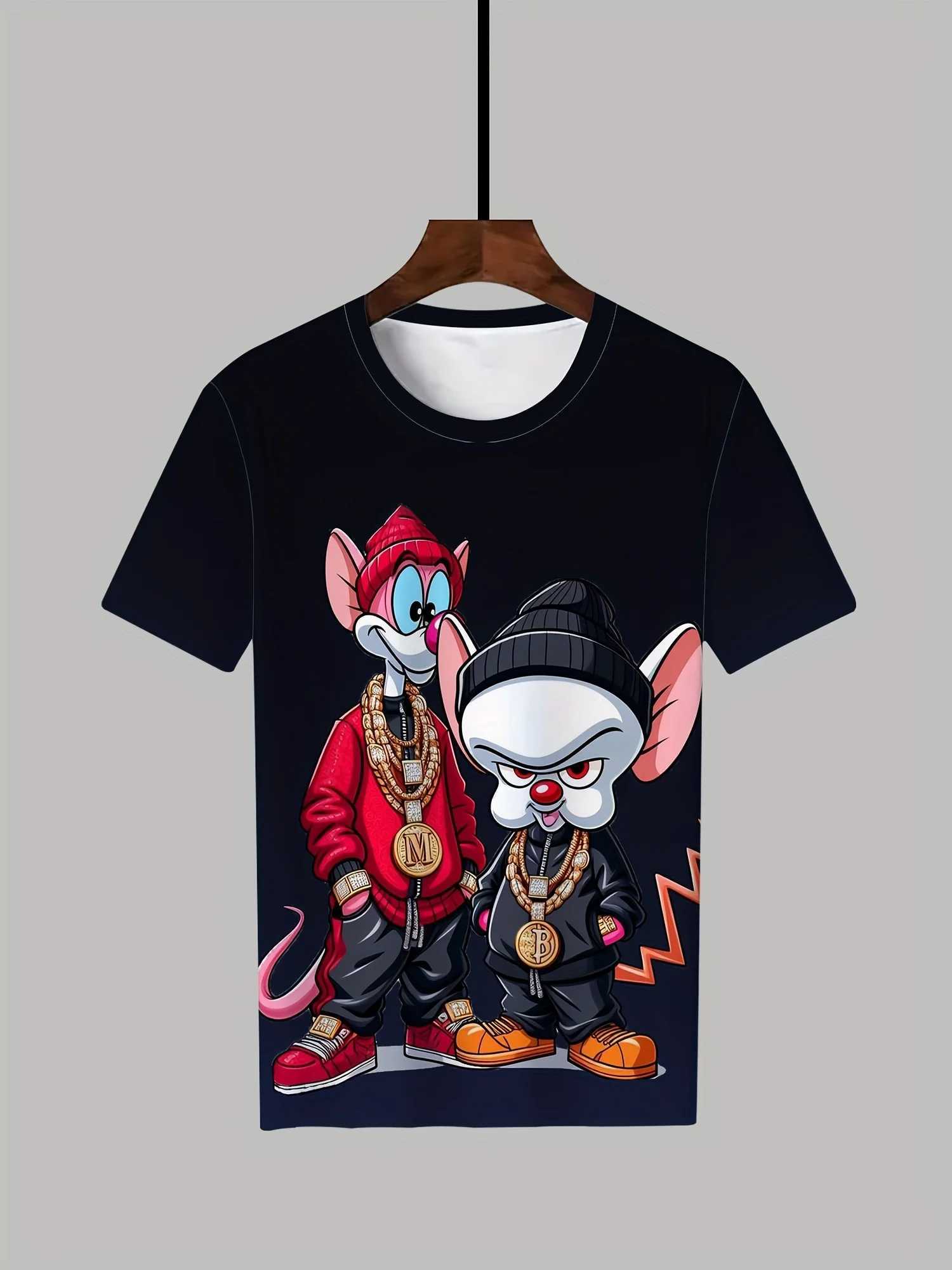 Mens Hip-Hop Cartoon T-Shirt - CasualCrew NeckShort Sleeve100 PolyesterRegular FitSummer Streetwear for Running Daily H260522 - view 6