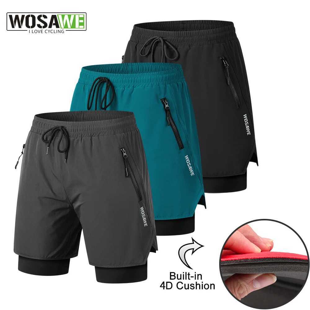 WOSAWE MTB Shorts Summer Men Cycling Shorts 2 in 1 Mountain Bike Padded Shorts Double Layer Downhill Bike Quick Dry Short Pants M260521 M260520