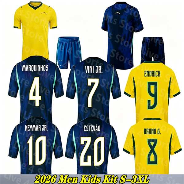 Brazil Soccer Jersey 2026 world cup brasil Football Shirt RICHARLISON VINI JR NEYMAR JR MARQUINHOS RAPHINHA Thiago Henrique Casemiro Bruno Men kids kit uniforms