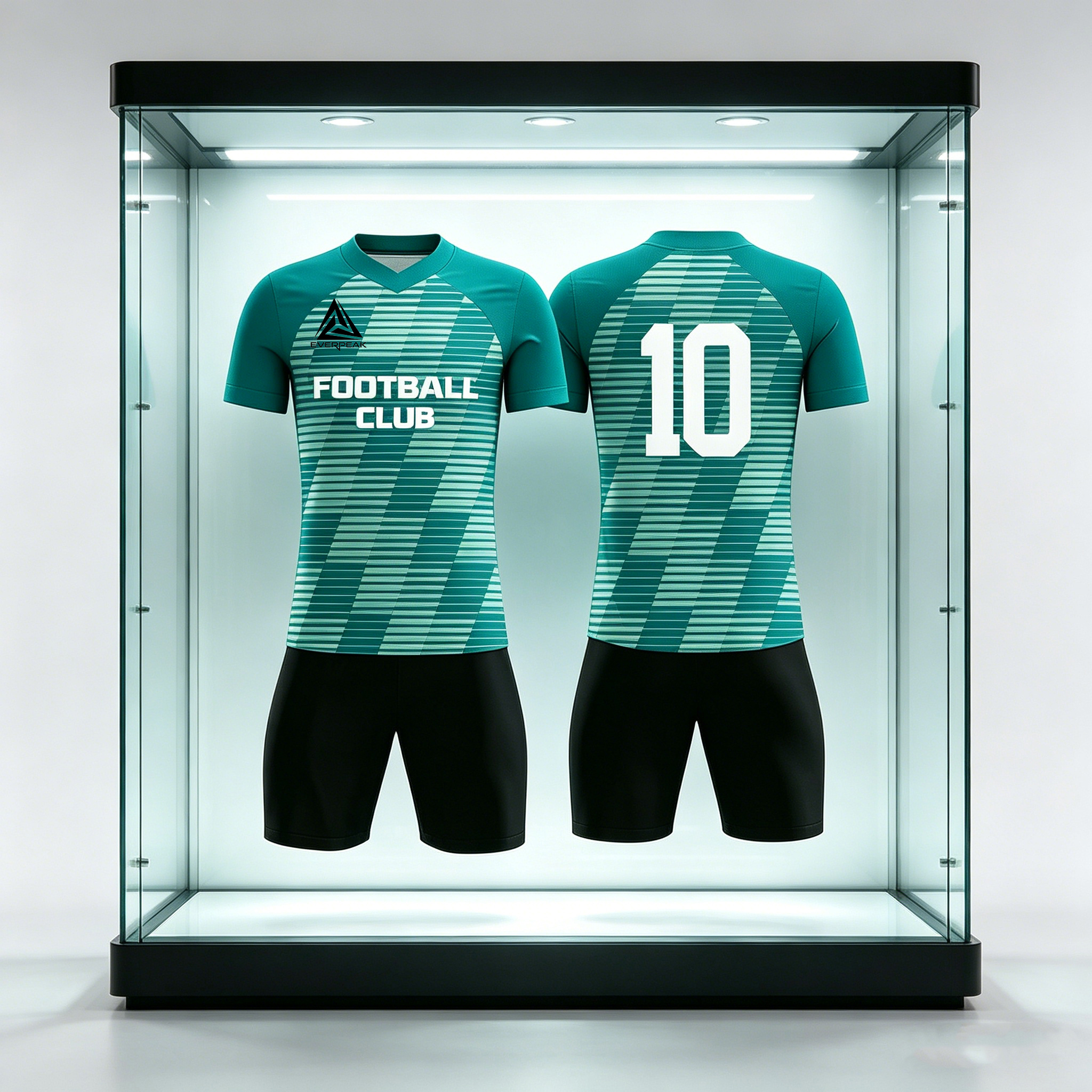 Custom Soccer Jersey Set Men Teal Gradient Checker Football Uniform with Shorts Personalized Name Number Breathable Quick Dry Kit - view 5