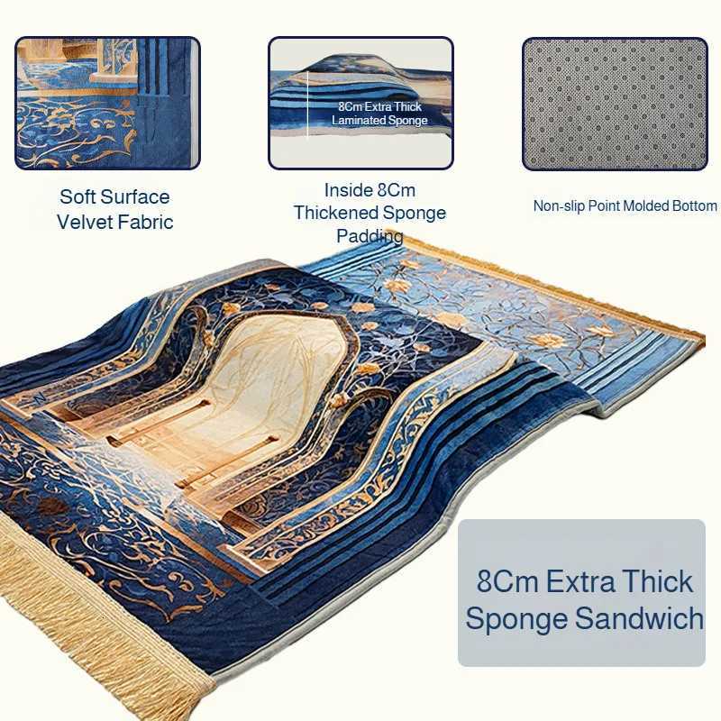 Thickened 8cm Printed Prayer Rug Comfortable Lengthened Living Room Carpet with Knee Pad Soft Printed Cushion Floor Mat for Home X260522