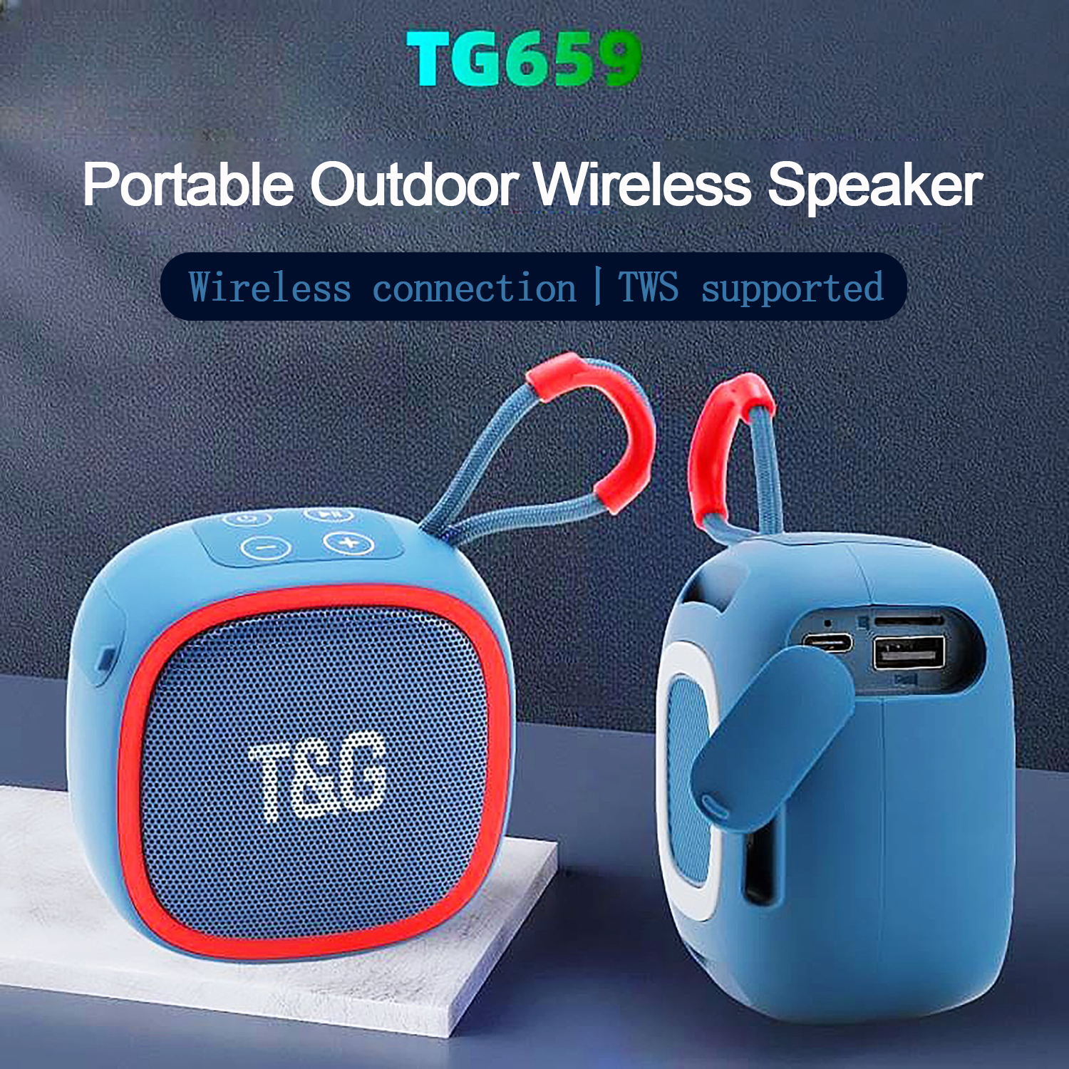 Bluetooth Speaker TG659 Mini Portable Wireless Powerful Speakers TWS BT 5.3 Sound Box HIFI Loudspeaker Supports TF Card Radio