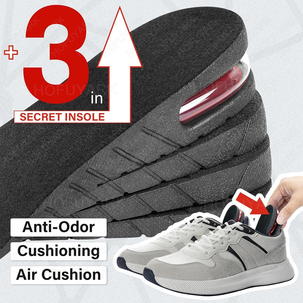 Height Increase Insole for Man Woman Shoes Heel Lift Inserts Heightening Booster Shock Absorbing Air Cushion Taller Shoe Insoles 260521