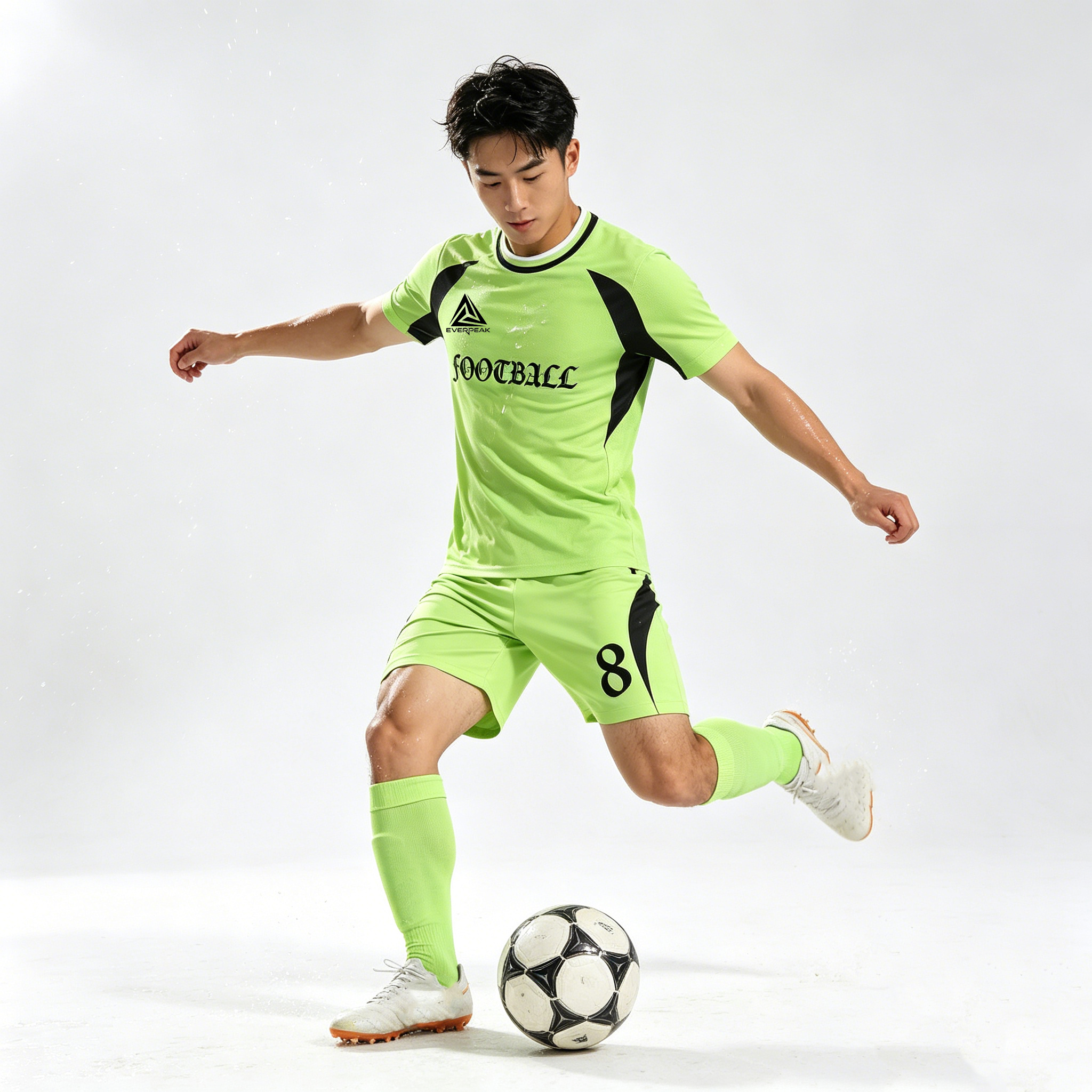 Custom Side Stripe Soccer Jersey Set Men Quick Dry Football Uniform with Shorts Customizable Team Name Number Logo for Sports - view 3