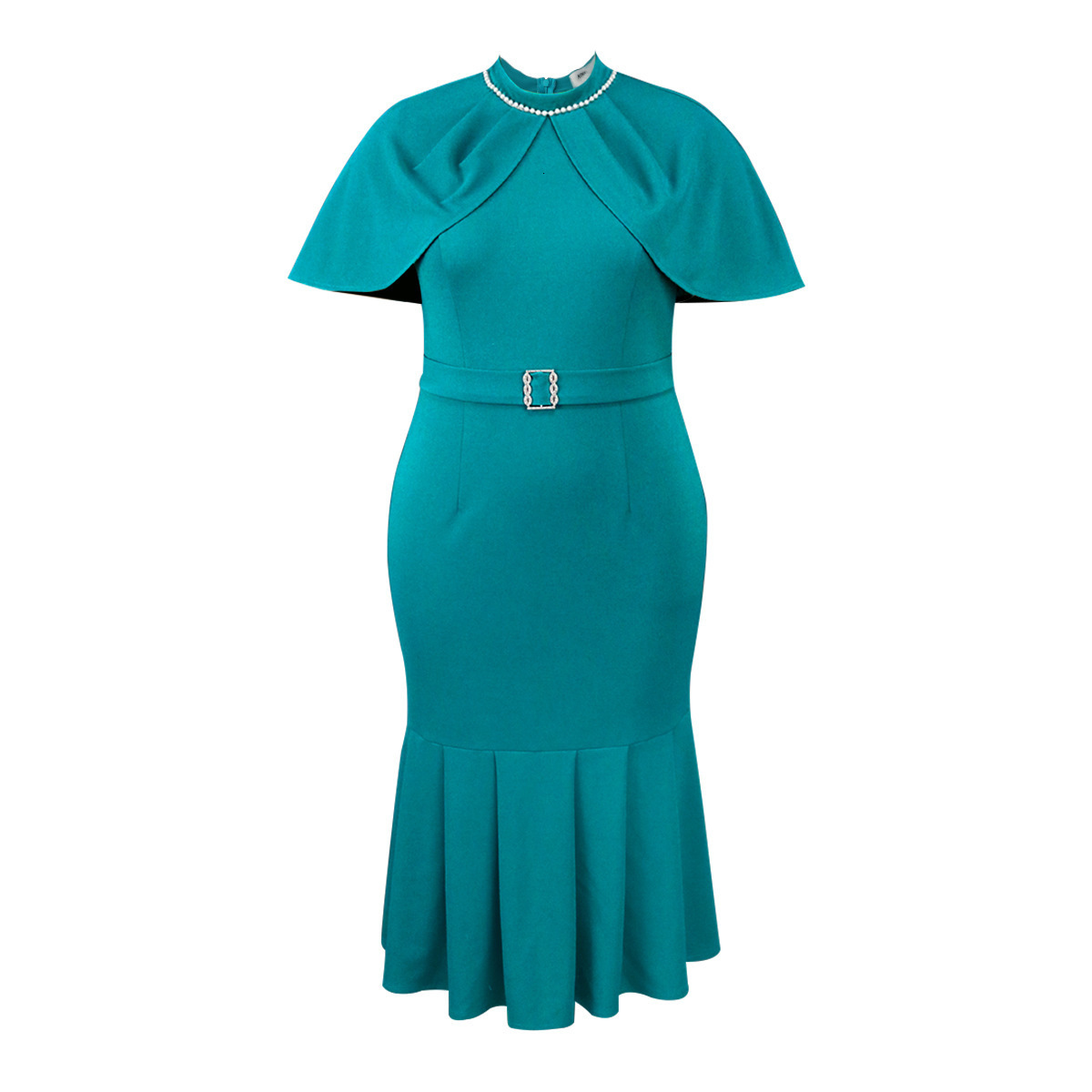 AM040919 Fashionable Cape Sleeve Beaded Dress Elegant Party Fishtail Dress250624