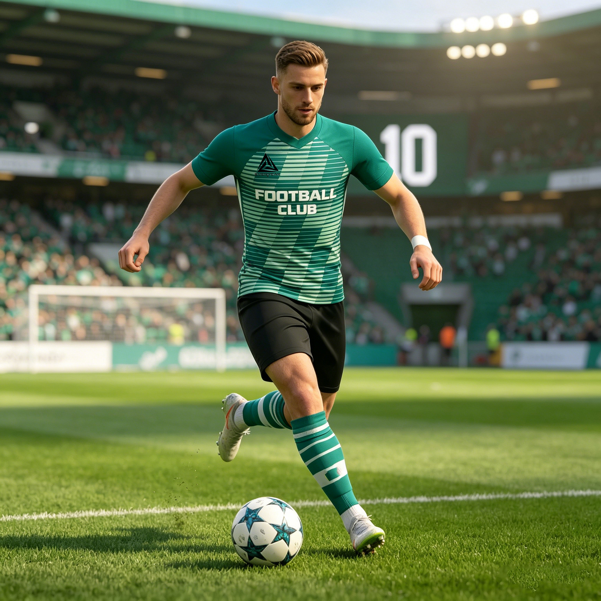 Custom Soccer Jersey Set Men Teal Gradient Checker Football Uniform with Shorts Personalized Name Number Breathable Quick Dry Kit - view 3