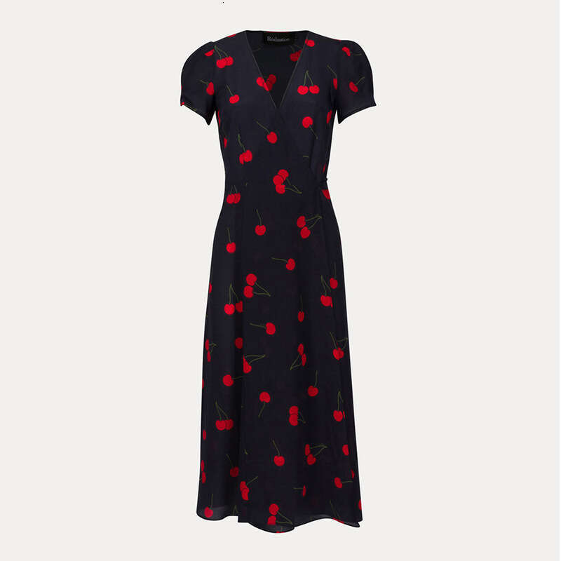 Real Silk V Neck Tie Waist Short Sleeve Bodycon Dress French Vintage Slim Fitted Women Casual Dress MAKOUFEI