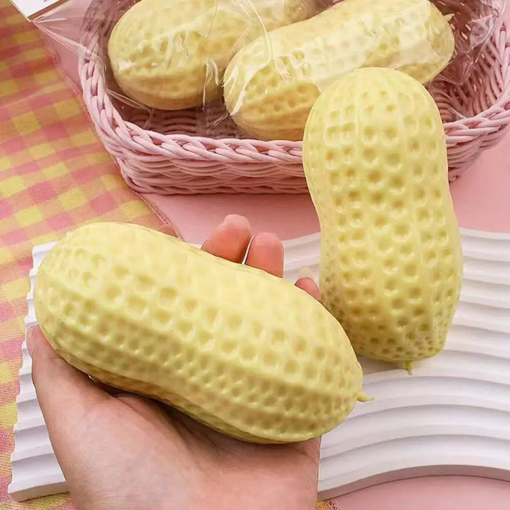Peanut Shaped Stress Relief Toy TPR Material Squeeze Fidget Good Luck Symbol for Anxiety Desk Decor 260522