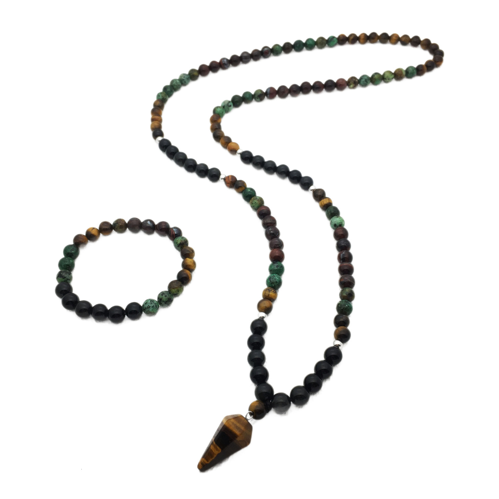 Imitation natural stone necklace and bracelet for women light luxury with a high-end feel niche style versatile accessory250724