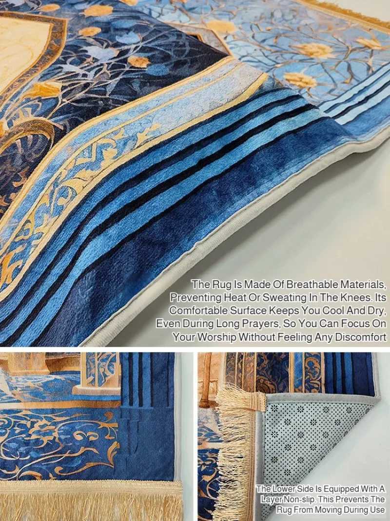 Thickened 8cm Printed Prayer Rug Comfortable Lengthened Living Room Carpet with Knee Pad Soft Printed Cushion Floor Mat for Home X260522