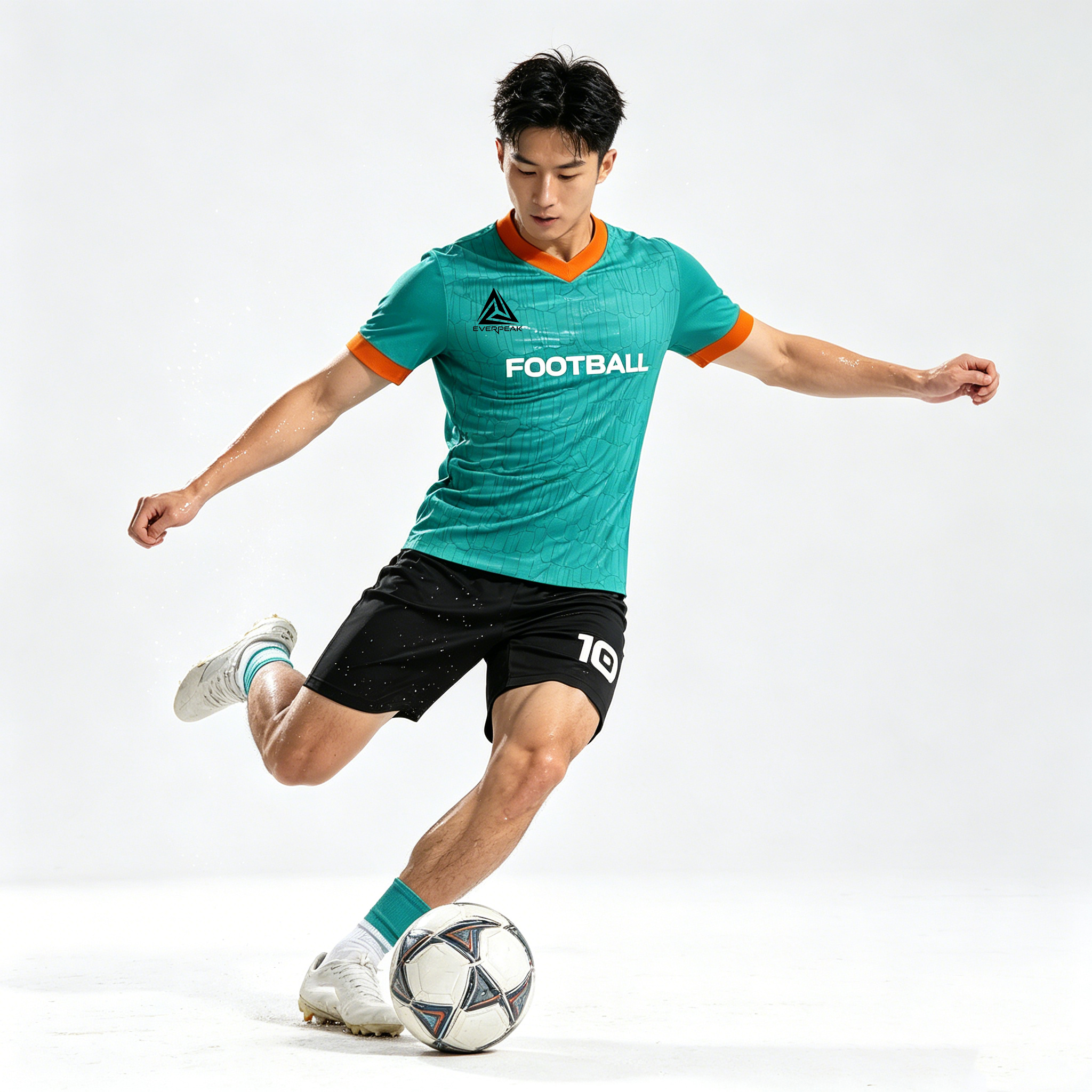 Custom Color Block V-Neck Soccer Jersey Set Men, Quick Dry Football Uniform with Shorts, Customizable Team Name, Number & Logo for Sports - view 3