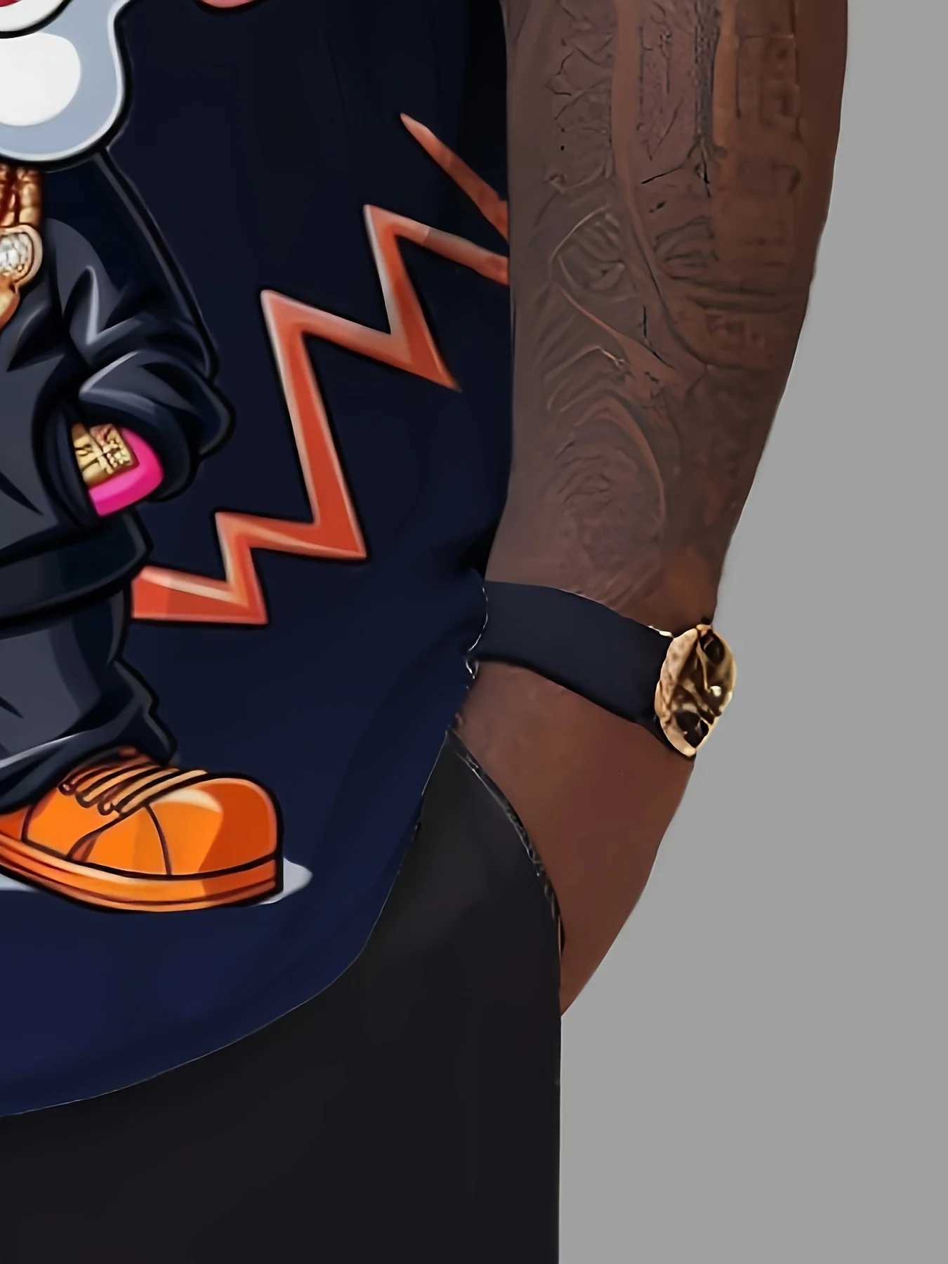 Mens Hip-Hop Cartoon T-Shirt - CasualCrew NeckShort Sleeve100 PolyesterRegular FitSummer Streetwear for Running Daily H260522 - view 7