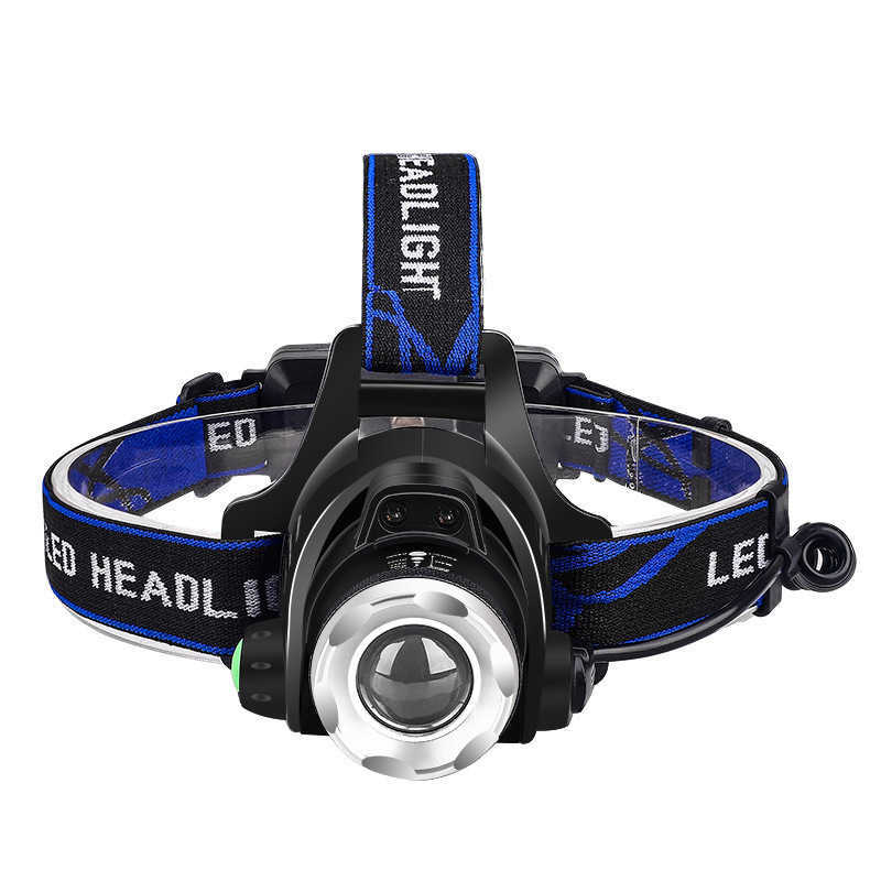 Strong light sensor headlamp with USB charging function. Portable miner's lamp. Outdoor LED headlamp for night fishing. Long battery life. Extrem