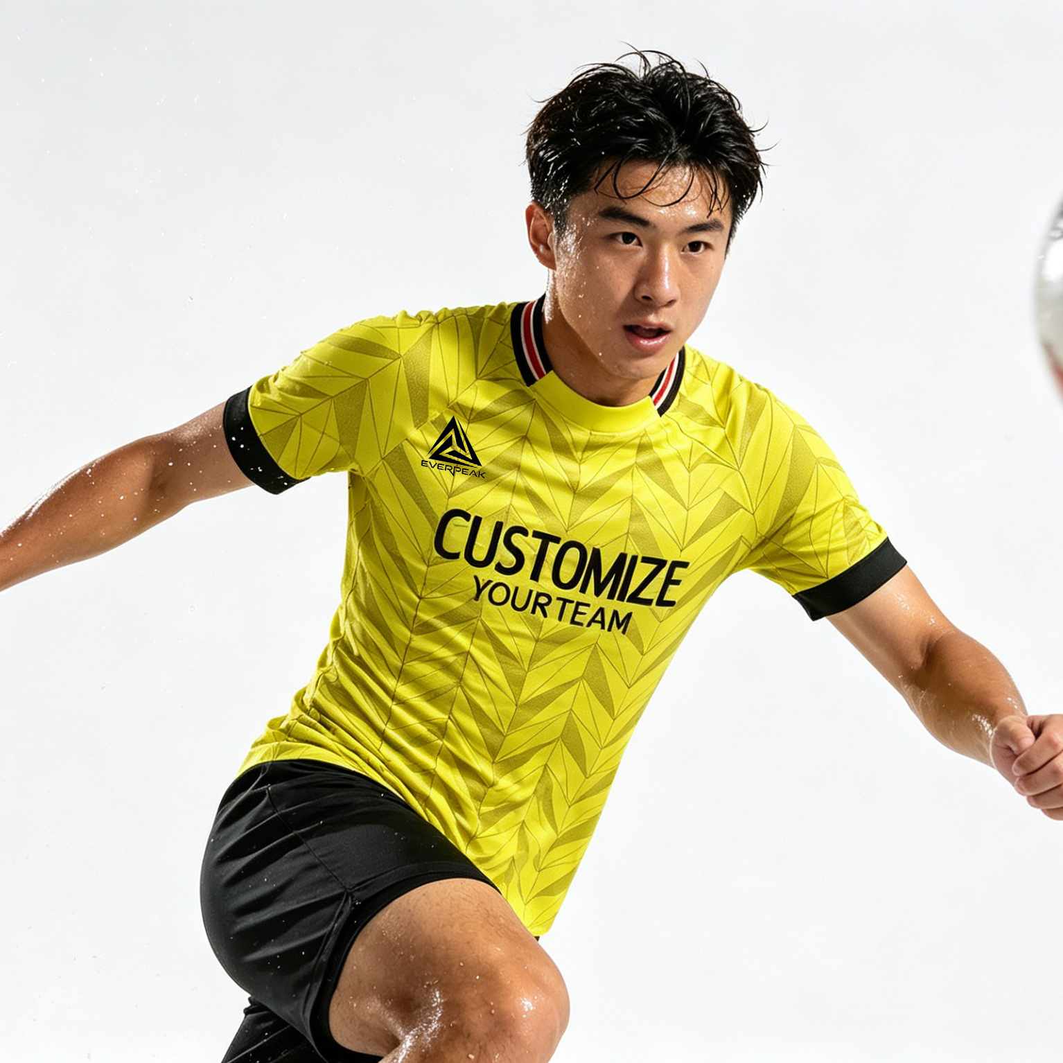 Custom Soccer Jersey Set Men Yellow Herringbone Pattern Football Uniform with Shorts Personalized Name Number Breathable Quick Dry Kit - view 5