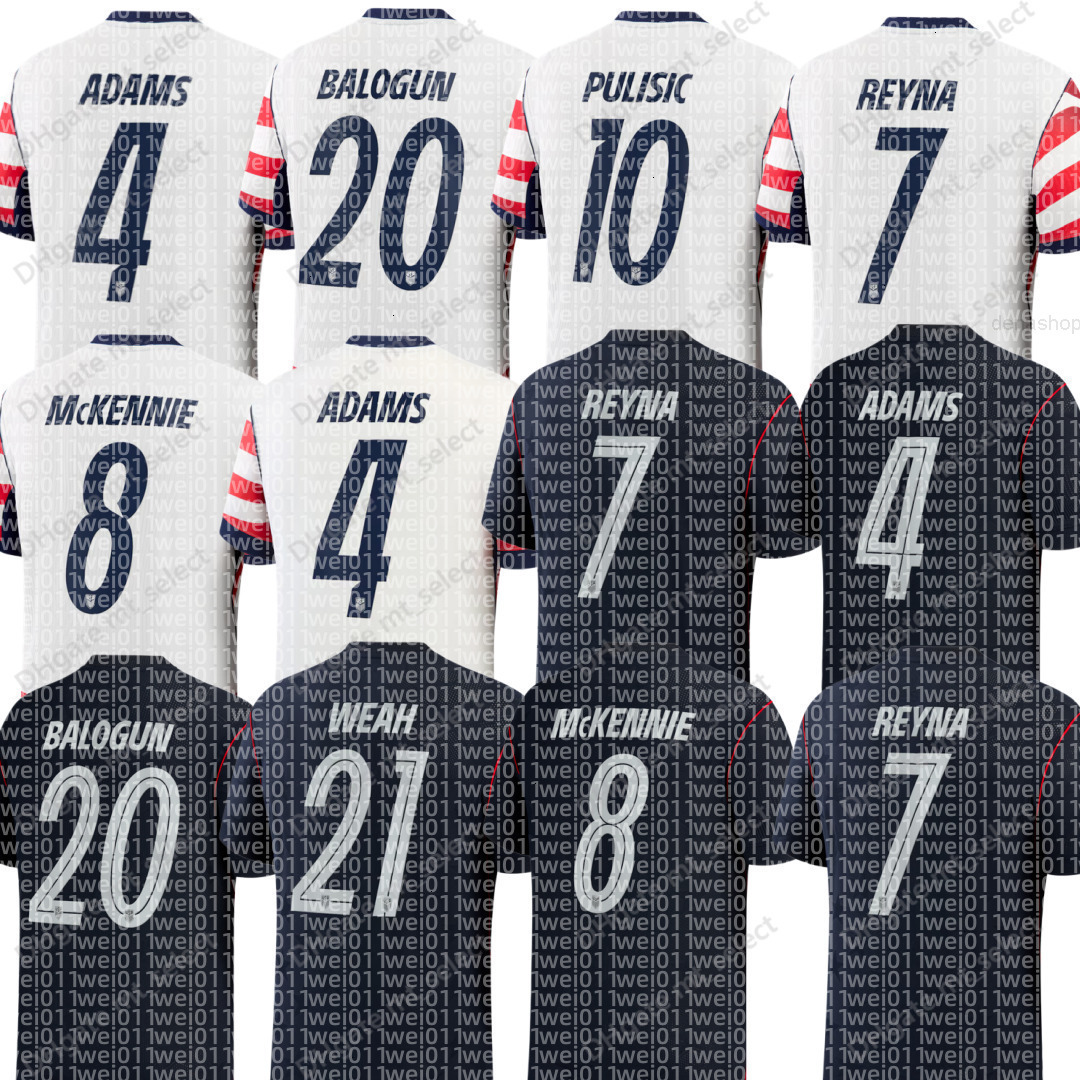2026 World Cup Custom USMNT Soccer Jersey Tyler Adams Folarin Balogun Christian Pulisic Giovanni Reyna Weston McKennie Timothy Weah Sergino Dest Chris