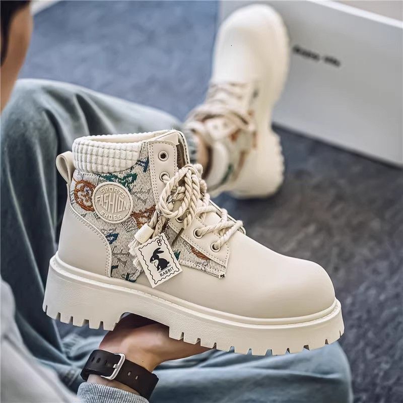 Mens Black Platform Combat Boots With Colorful Embroidery And Tassels daily outfit
