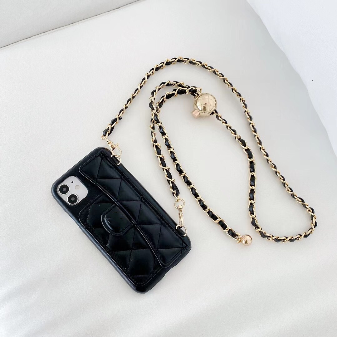 Quilted Card Holder Compatible with Apple 17 Pro Max Phone Case iPhone 16 Crossbody Chain 15 Plus Protective Cover 14