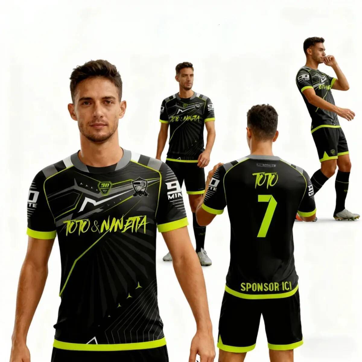New summer men's t-shirt 2026, model Maillot 90 minutes, Toto and Nineta, double-sided print, short sleeves, oversized fit, breathable, quick-dry