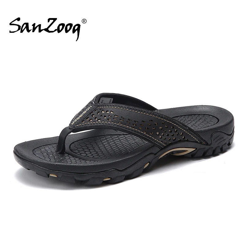 Summer Outside PU Leather Mens Flip Flops Slippers Outdoor Beach Shoes Flip Flop Plus Big Size 49 50 51 52 Drop 260625 - view 3