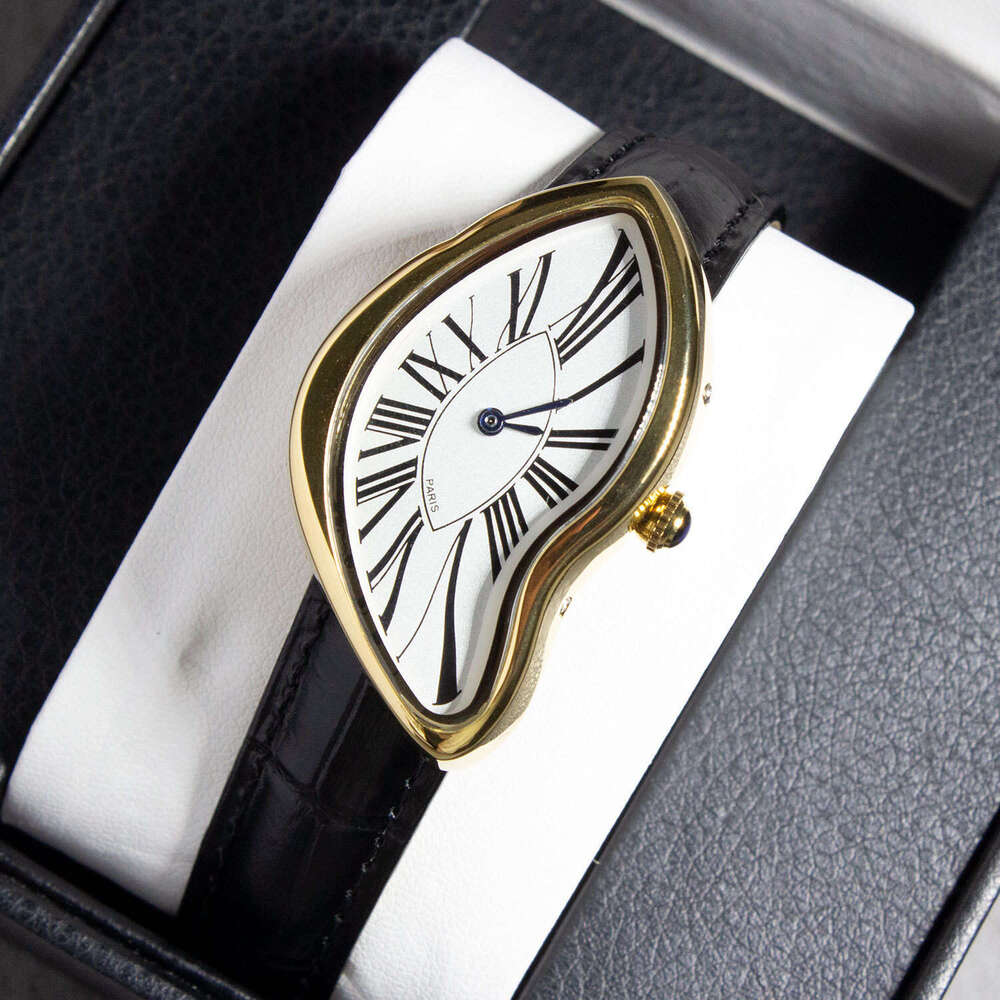 Vintage Crash Melting Twisted Creative Men's Fashion Trend Genuine Leather High-End Ins Niche Design Watch High-Quality High-Quality