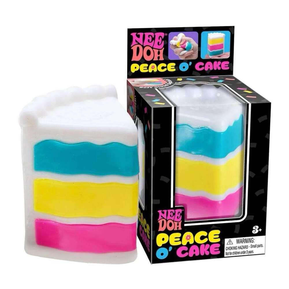 NeeDoh PEACE O' CAKE Squishy NEE DOH Rainbow Cake Stress Fidget Sensory Toy 26L0523