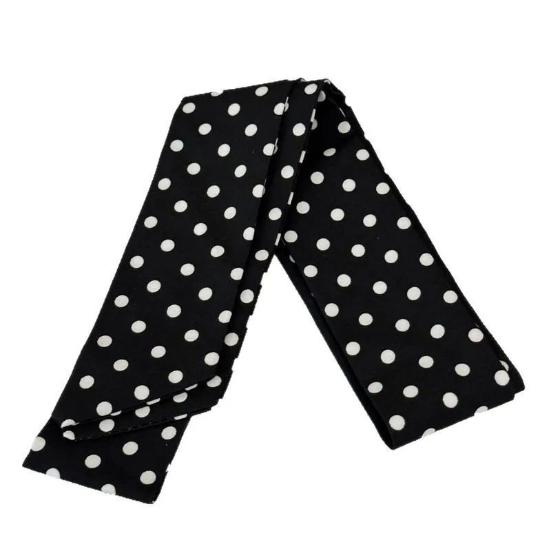 45x135cm White Black Beige Korean Long Skinny Hair Scarf for Women Polka Dot Fashion Headband Neckerchief Hair Accessories 260521