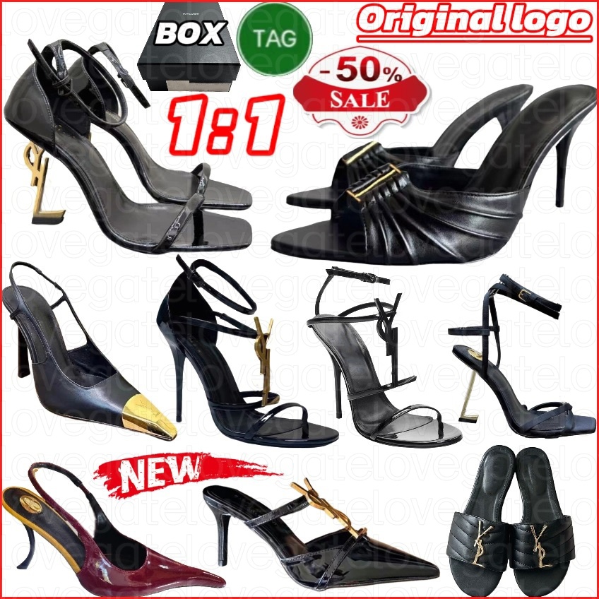 designer heels women high heels Mules Genuine Leather Pumps 8cm10cm Stiletto Black Gold Wedding Party Office Dress Sandals Paris Classics Lady Shoes EUR35-41