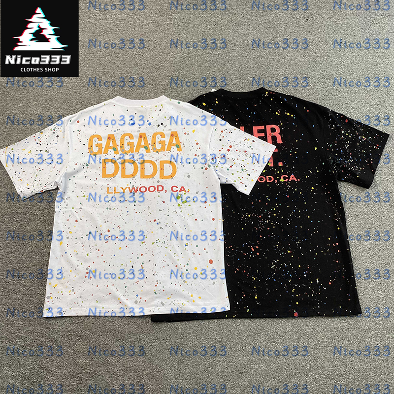 G-Dept Newest ink splash city letters heavy cotton round neck black and white street men and women casual short sleeve T-shirt