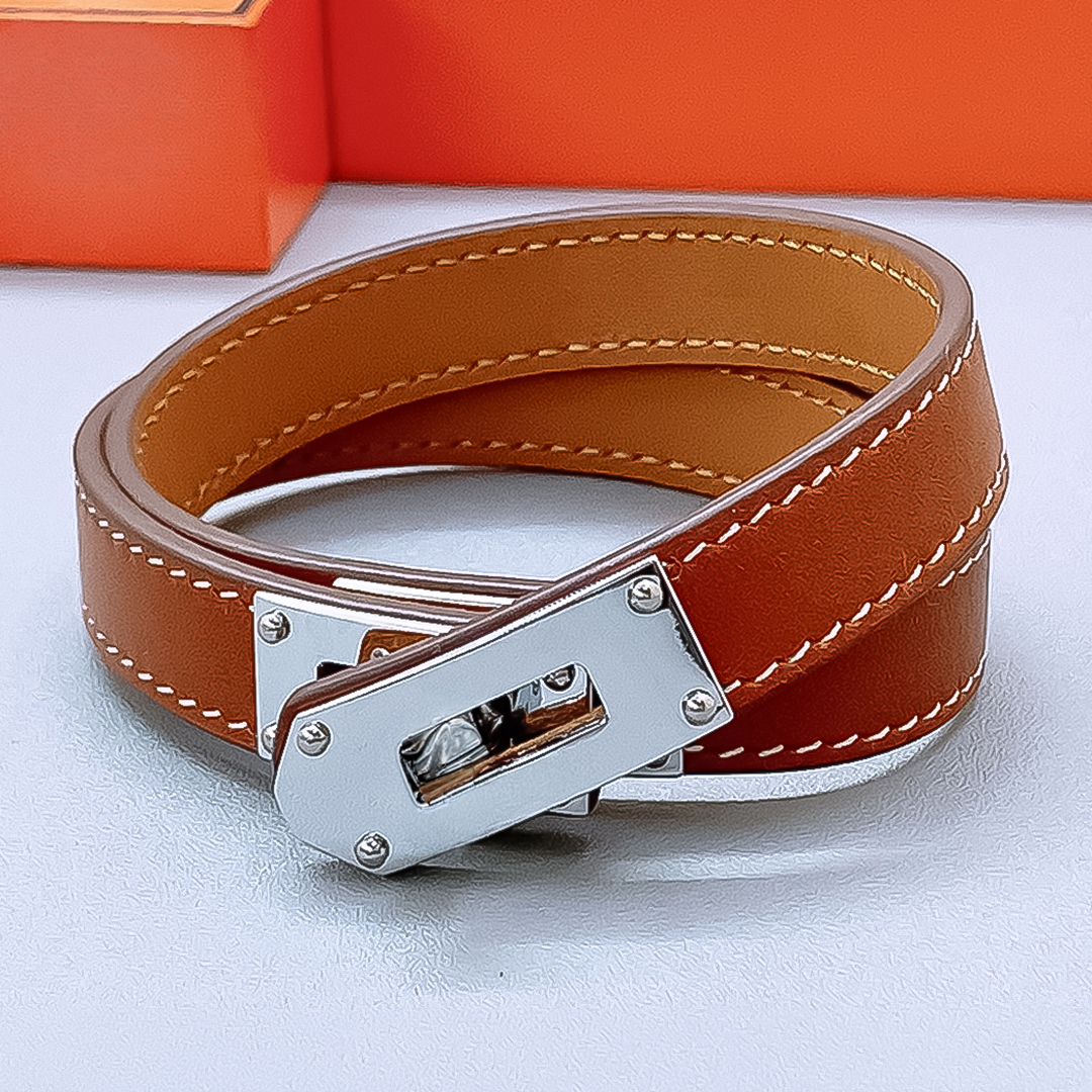 Designer Bracelet for Women Stainless Steel 18K Gold Plated Bangle Genuine Leather Bangles Luxury Jewlery Designer for Women Premium Free Shipping Buy One Get One