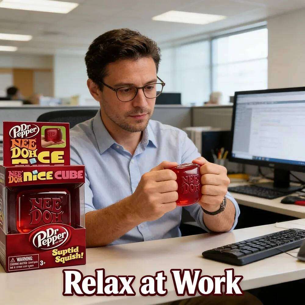 Dr Pepper X NeeDoh Nice Squishy Stress Soft Squeeze Fidget Cube For Kids & Adults Anxiety Relief Sensory Toy 26L0523