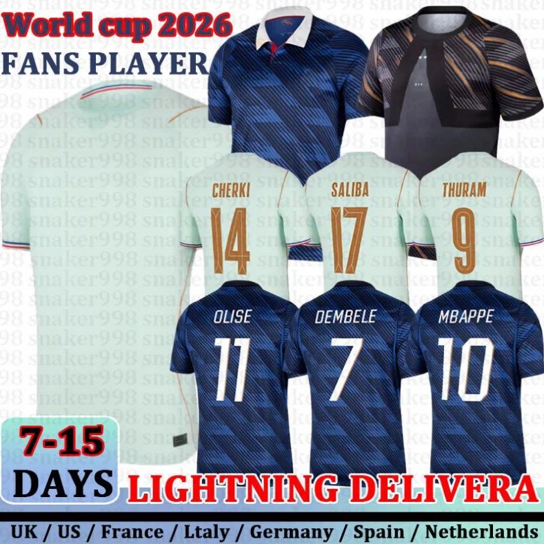 tshirt france world cup 2026 Jerseys French Kylian Mbappe Dembele Doue Soccer Jersey designer tshirt men football tshirt Fans Player Men women t-shirt