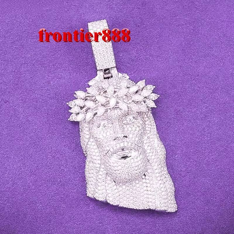Hip Hop Style Mens 925 Sterling Silver Jesus Pendant Rhodium Plated with GRA D Color Moissanite Cluster Passes Diamond Tester
