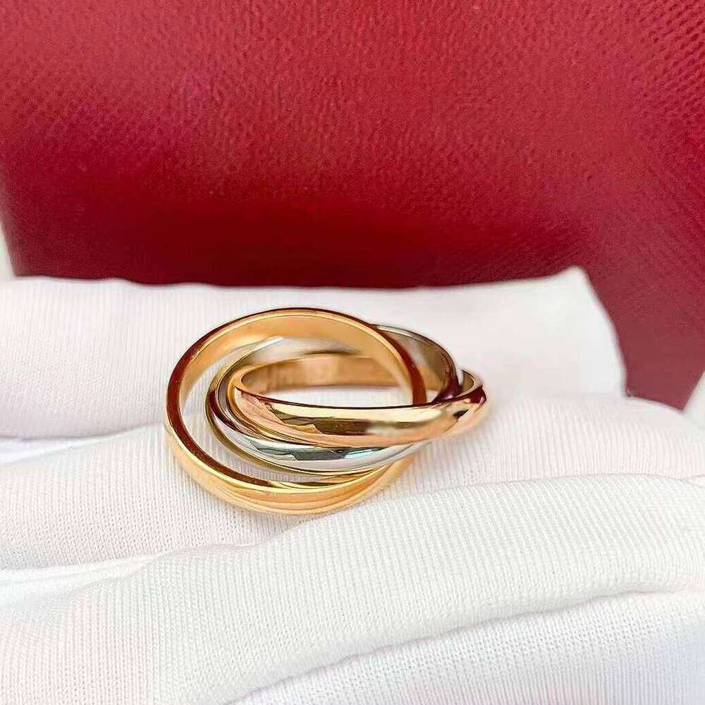 Fashion brand design jewelry titanium steel three-color ring Stylish Titanium Steel Diamond Ring - Three Color Design for Women & Men