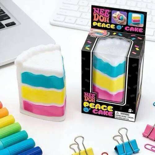 NeeDoh PEACE O' CAKE Squishy NEE DOH Rainbow Cake Stress Fidget Sensory Toy 26L0523