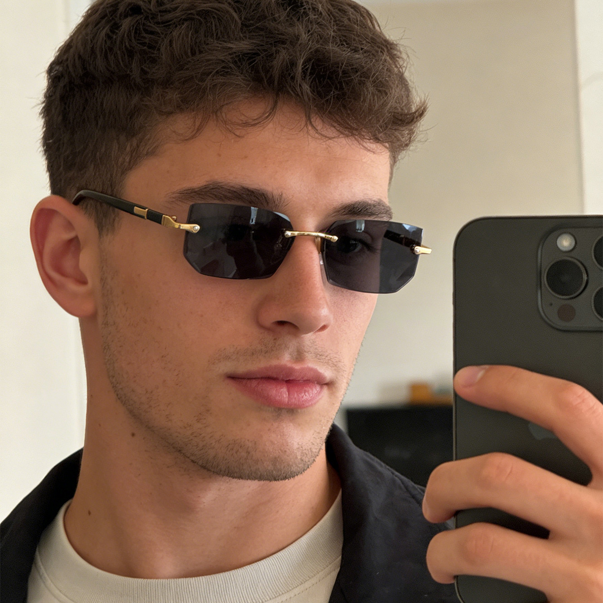 2026 Designer Sunglasses American Retro Frameless Glasses Men's High End Handsome Hip Hop Borderless Cross Border Sunglasses - view 4