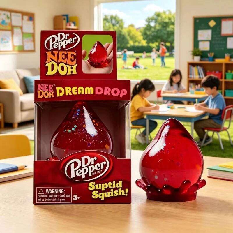 Dr Pepper X NeeDoh Nice Squishy Stress Soft Squeeze Fidget Cube For Kids & Adults Anxiety Relief Sensory Toy 26L0523