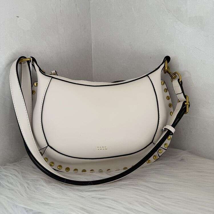 Classic Half-Moon Shape Gold Rivet Vintage Handbag Shoulder Bag with Box - view 8