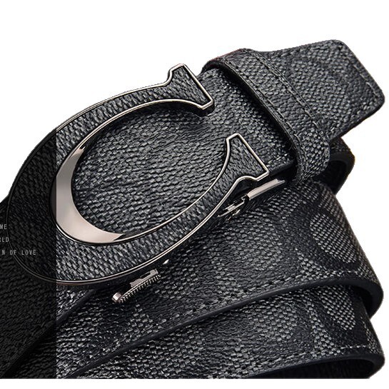 C Buckle designer belt Automatic Buckle Belt Letter Embossed Cowhide Business Trendy Young People's Belt Slim Fit Trendy Styles desginer men