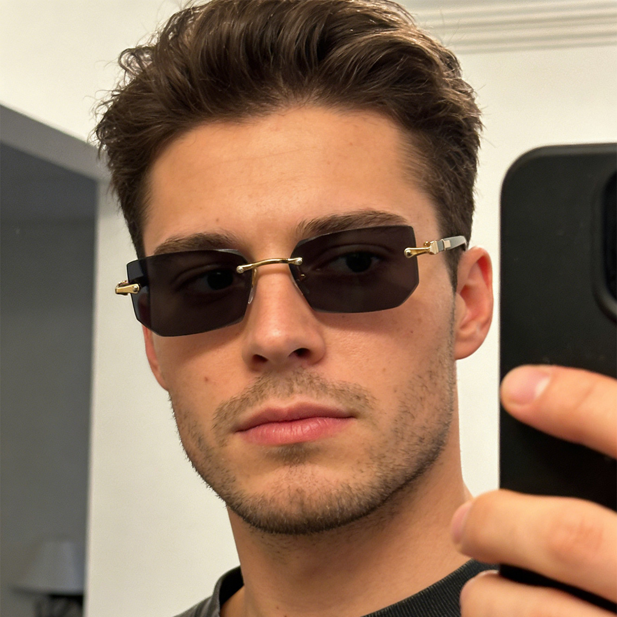 2026 Designer Sunglasses American Retro Frameless Glasses Men's High End Handsome Hip Hop Borderless Cross Border Sunglasses