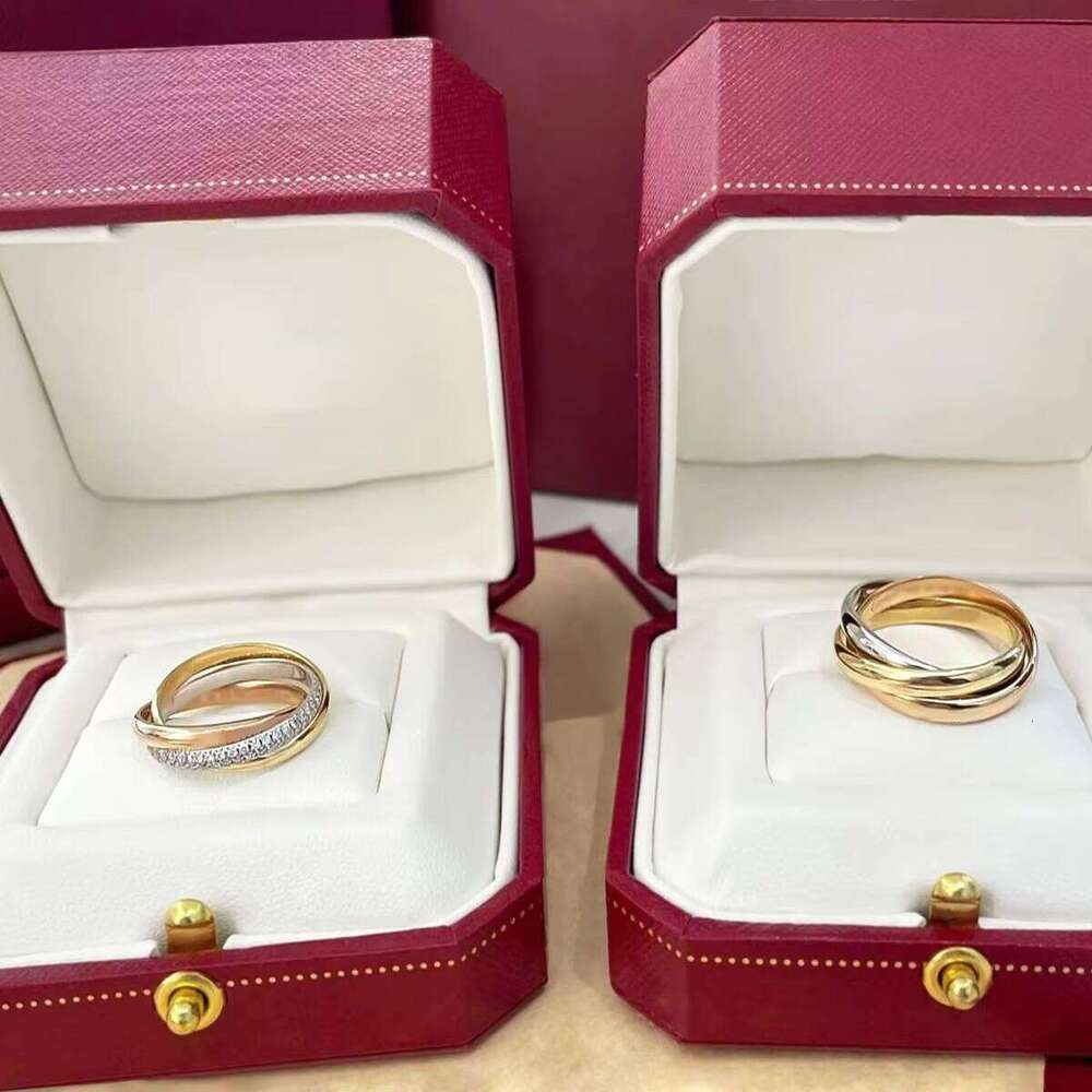 Fashion brand design jewelry titanium steel three-color ring Stylish Titanium Steel Diamond Ring - Three Color Design for Women & Men