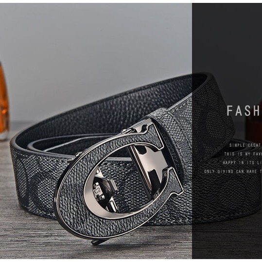 C Buckle designer belt Automatic Buckle Belt Letter Embossed Cowhide Business Trendy Young People's Belt Slim Fit Trendy Styles desginer men