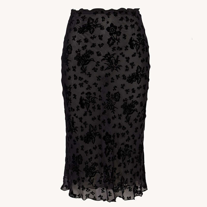 French Style Flocked Velvet Printed Skirt Bias Cut Elegant Sexy Summer Women Short Dress MAKOUFEI