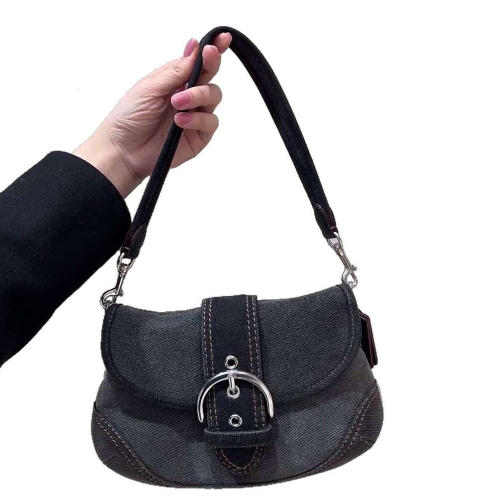 High-quality new half-moon denim vintage underarm pea shoulder crossbody bag