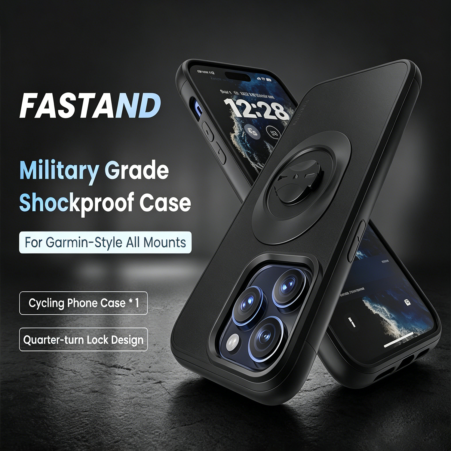 For Garmin Quick Mount Shockproof Case for iPhone 16 Pro Max,16 Pro,15,14,13,12- Anti-Drop Protective Cover