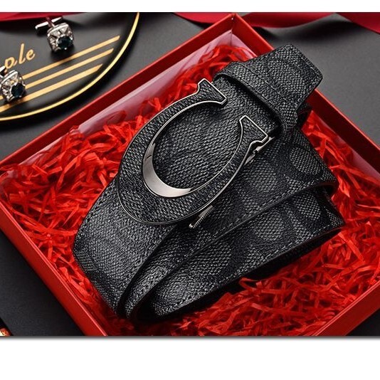 C Buckle designer belt Automatic Buckle Belt Letter Embossed Cowhide Business Trendy Young People's Belt Slim Fit Trendy Styles desginer men