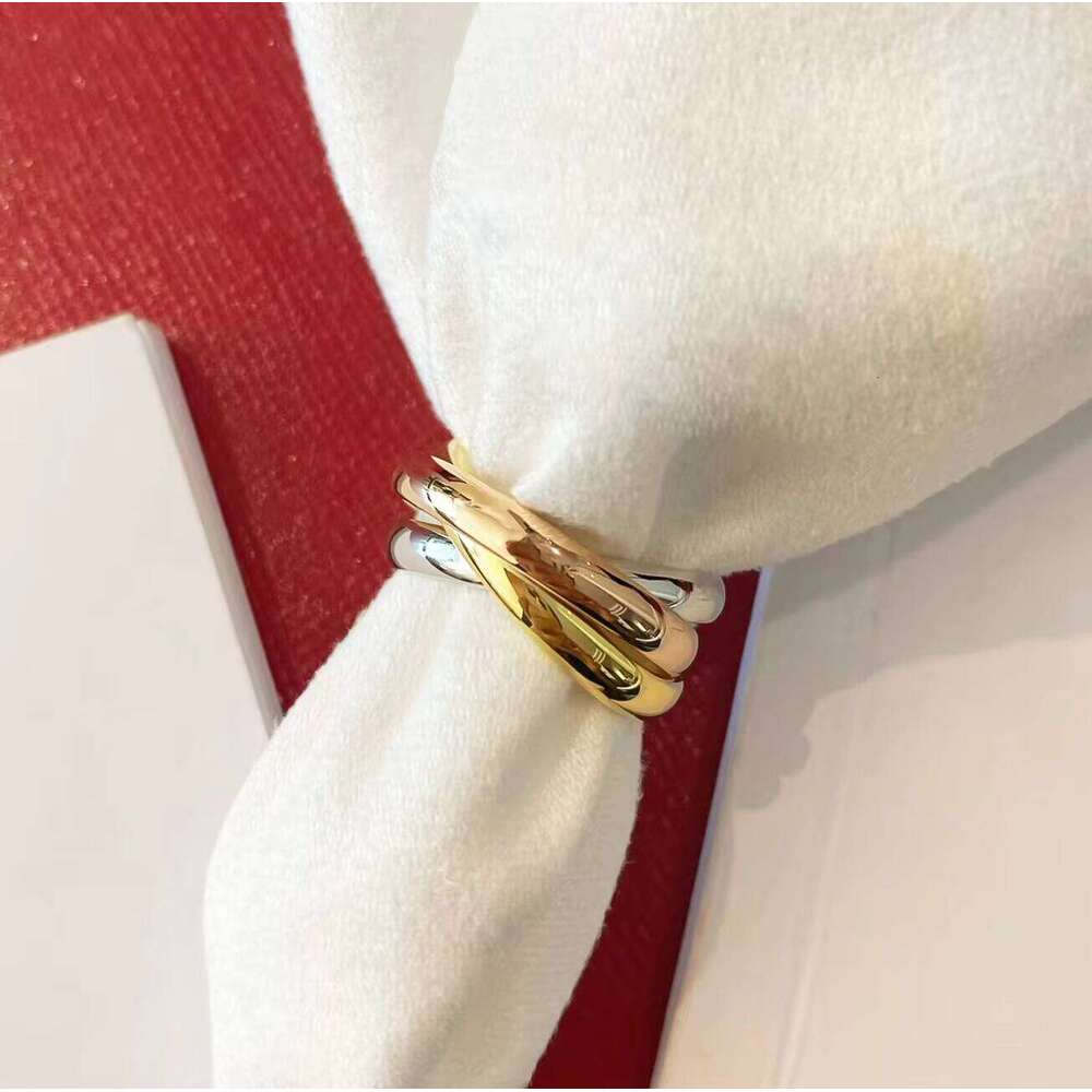 Fashion brand design jewelry titanium steel three-color ring Stylish Titanium Steel Diamond Ring - Three Color Design for Women & Men