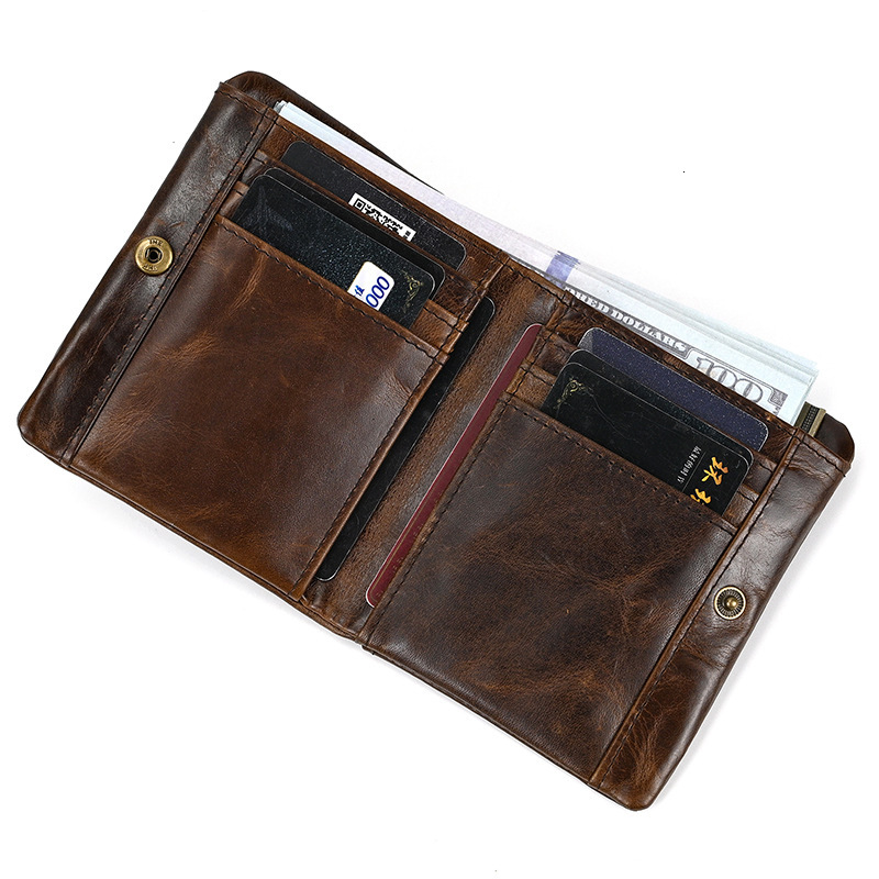 Designer Bag Genuine wallet, premium oil leather for men and women, top-layer cowhide, multiple card slots, coin pocket, short style