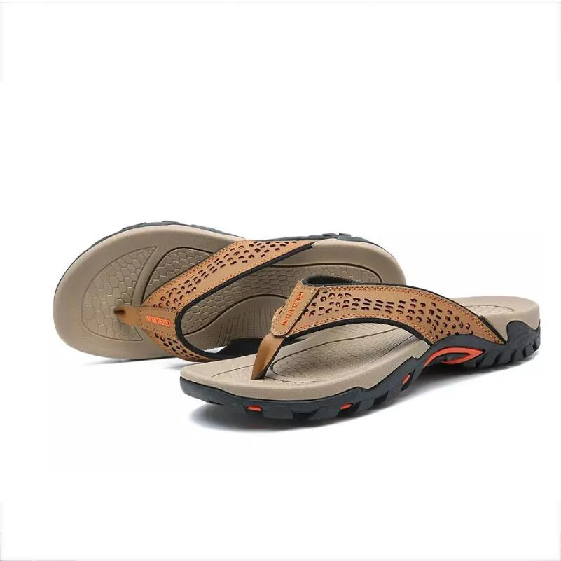 Summer Outside PU Leather Mens Flip Flops Slippers Outdoor Beach Shoes Flip Flop Plus Big Size 49 50 51 52 Drop 260625 - view 4