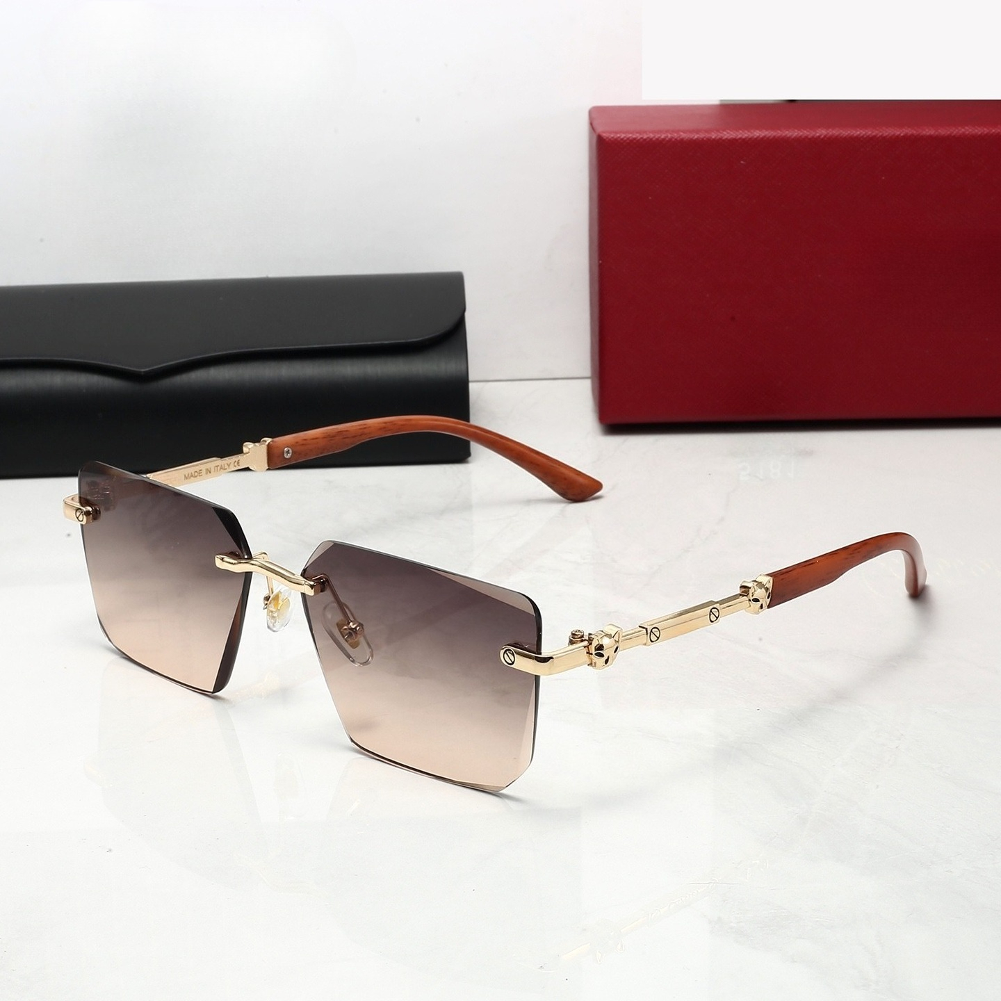 Luxury Sunglasses Fashion Rimless Polarized Sunglasses UV400 Anti-UV Eyewear for Men Women Casual Style Driving Vacation Travel Beach