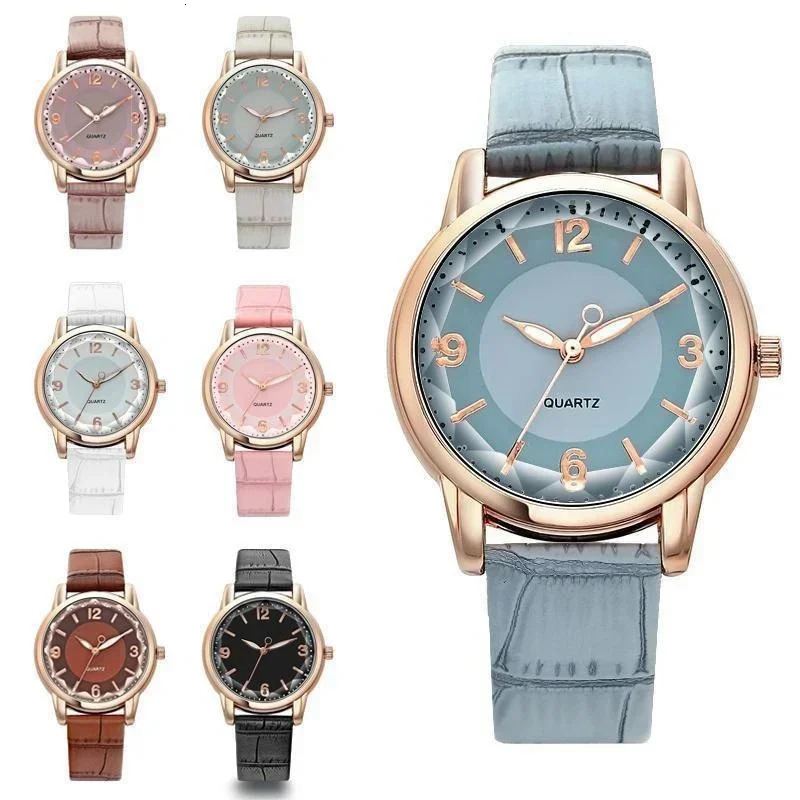 Leather Strap Ladies Watch Polygon Glass y Women clocks Dial Quartz Creative Fashion Quartz Watch 260521